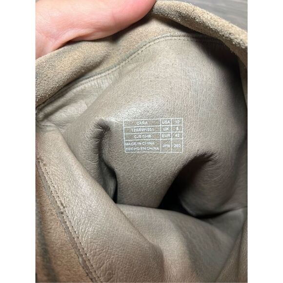 LACOSTE Cara Grey Beige Suede Leather Mid Calf Moccasin Slouch Boots - Picture 14 of 14